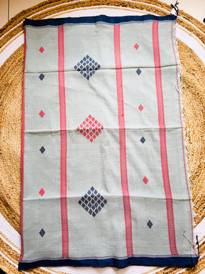 Seafoam Grey Buttery Mul Cotton Bengal Muslin Handloom Saree